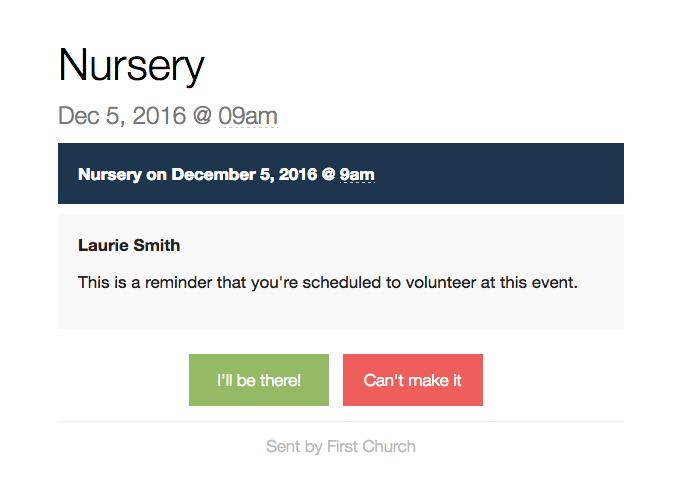 Volunteer reminder email example